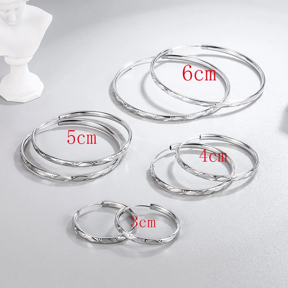 Double Flat Knife Earrings High Sense Silver Gold - Image 3