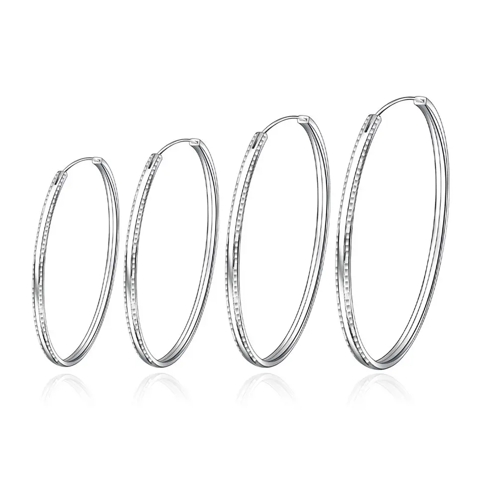 Double Flat Knife Earrings High Sense Silver Gold - Image 5