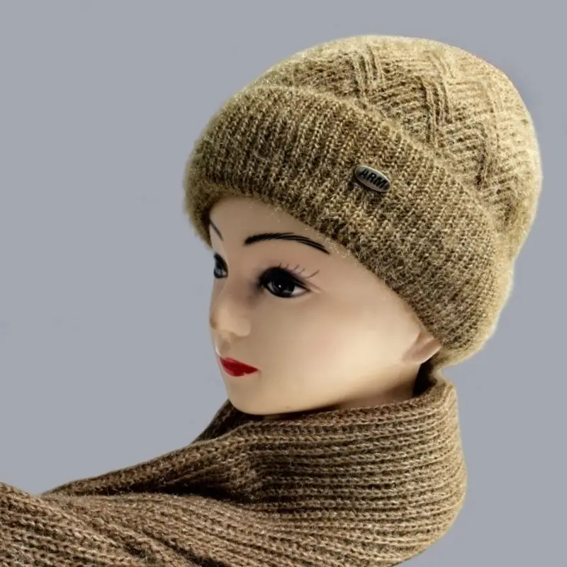 Warm Woolen Beanie for Women Winter Hat with Fleece Lining