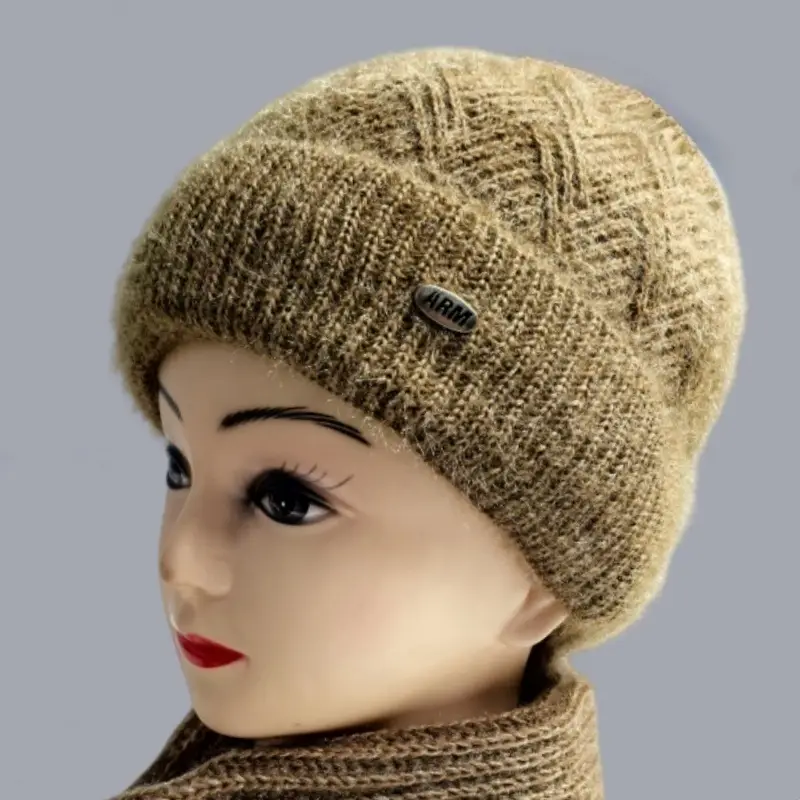 Warm Woolen Beanie for Women Winter Hat with Fleece Lining