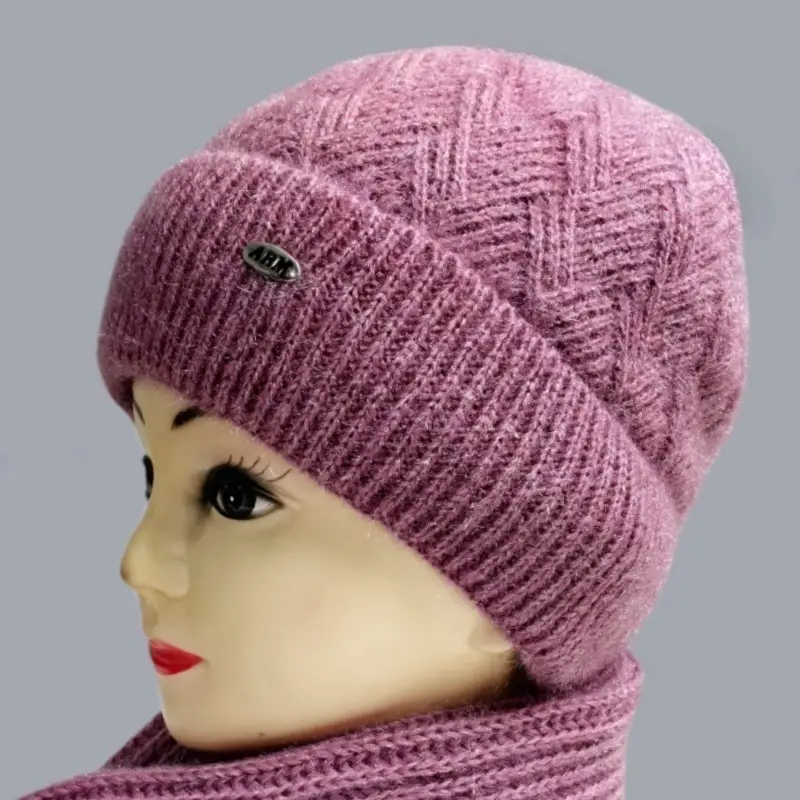 Warm Woolen Beanie for Women Winter Hat with Fleece Lining