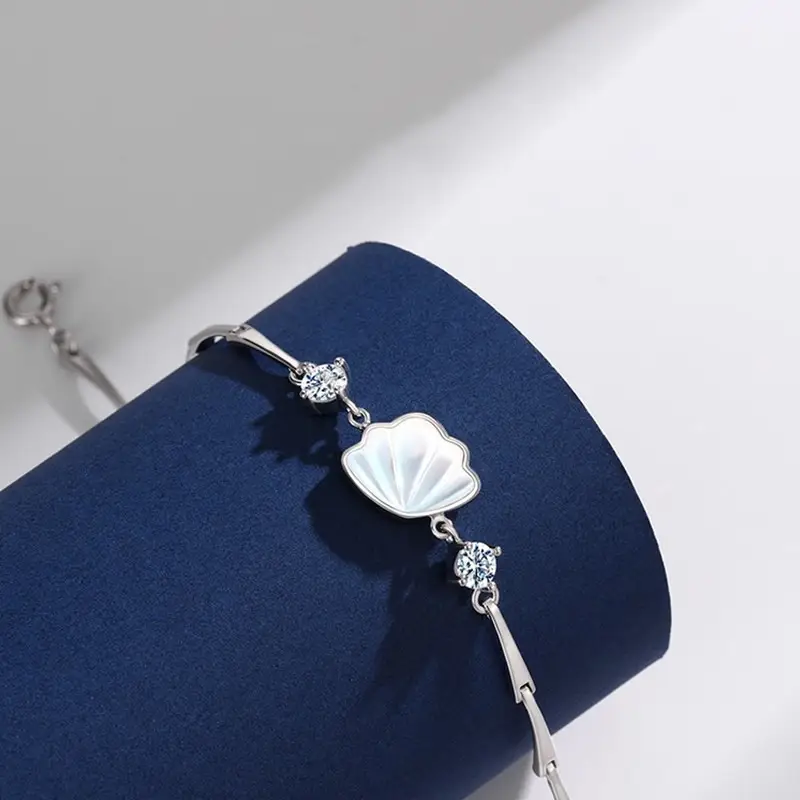 Female Shell Heart Bracelet with Diamond Accents - Image 5