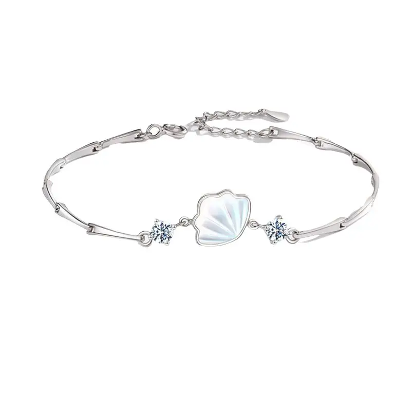 Female Shell Heart Bracelet with Diamond Accents - Image 6