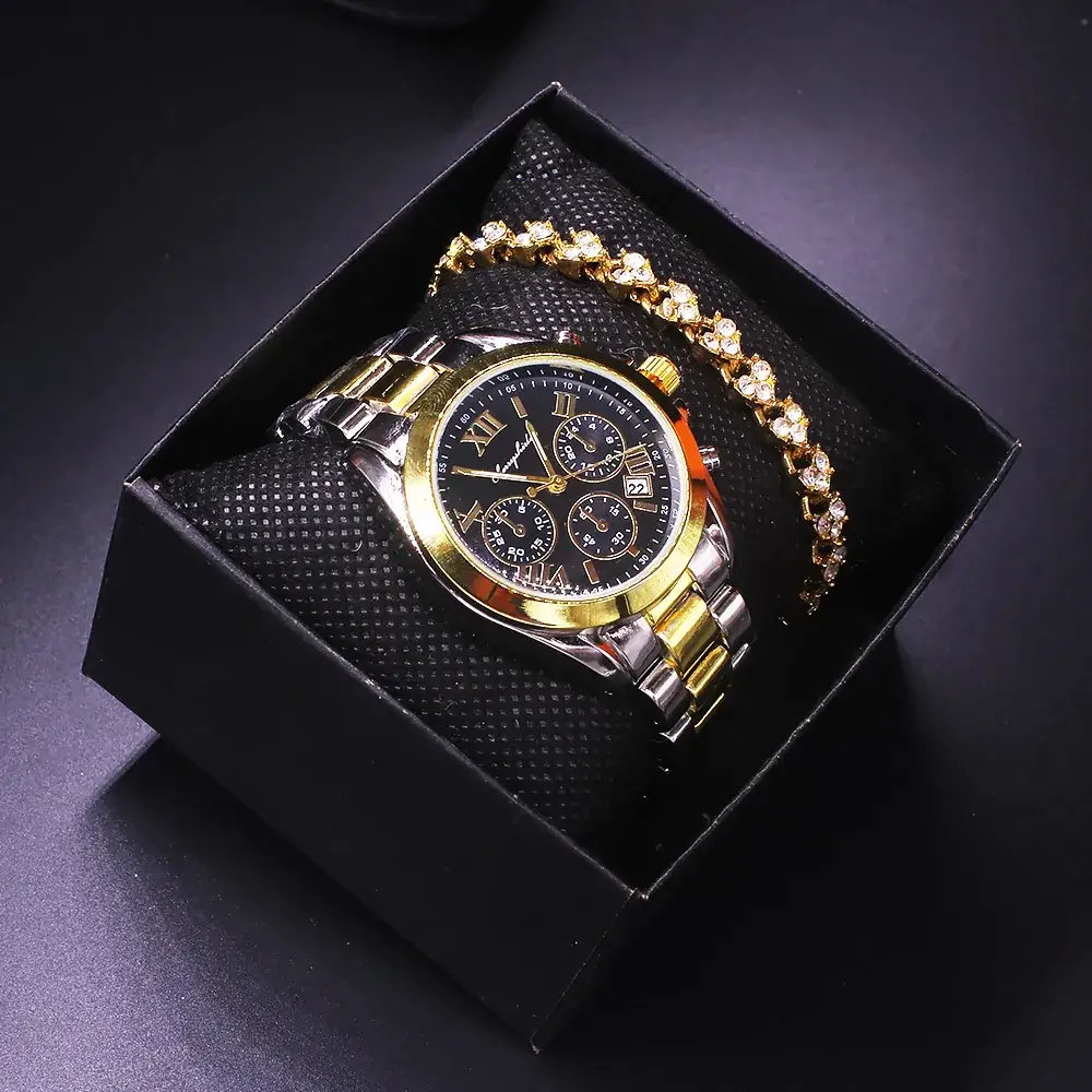 Gold Plated Women's Watch with Bracelet Set - Image 5