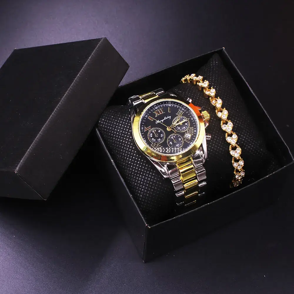 Gold Plated Women's Watch with Bracelet Set - Image 6