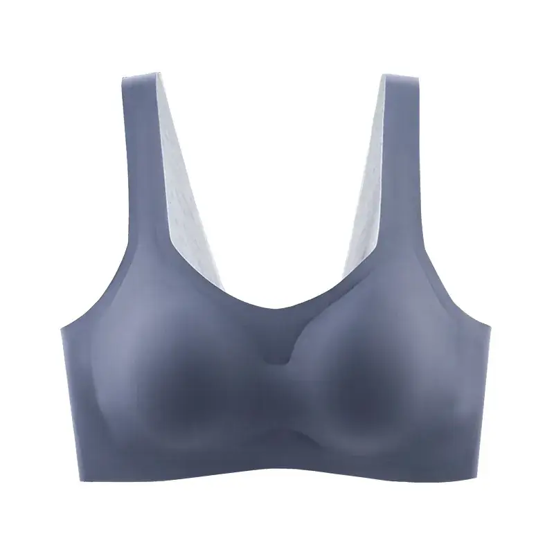 Wireless Push-Up Bra with Built-In Pads, Skin-Friendly, Blue - Image 4