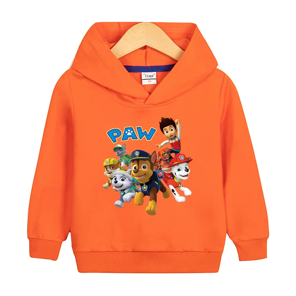 Wangwang Paw Boys Hooded Sweatshirt Orange - Image 6