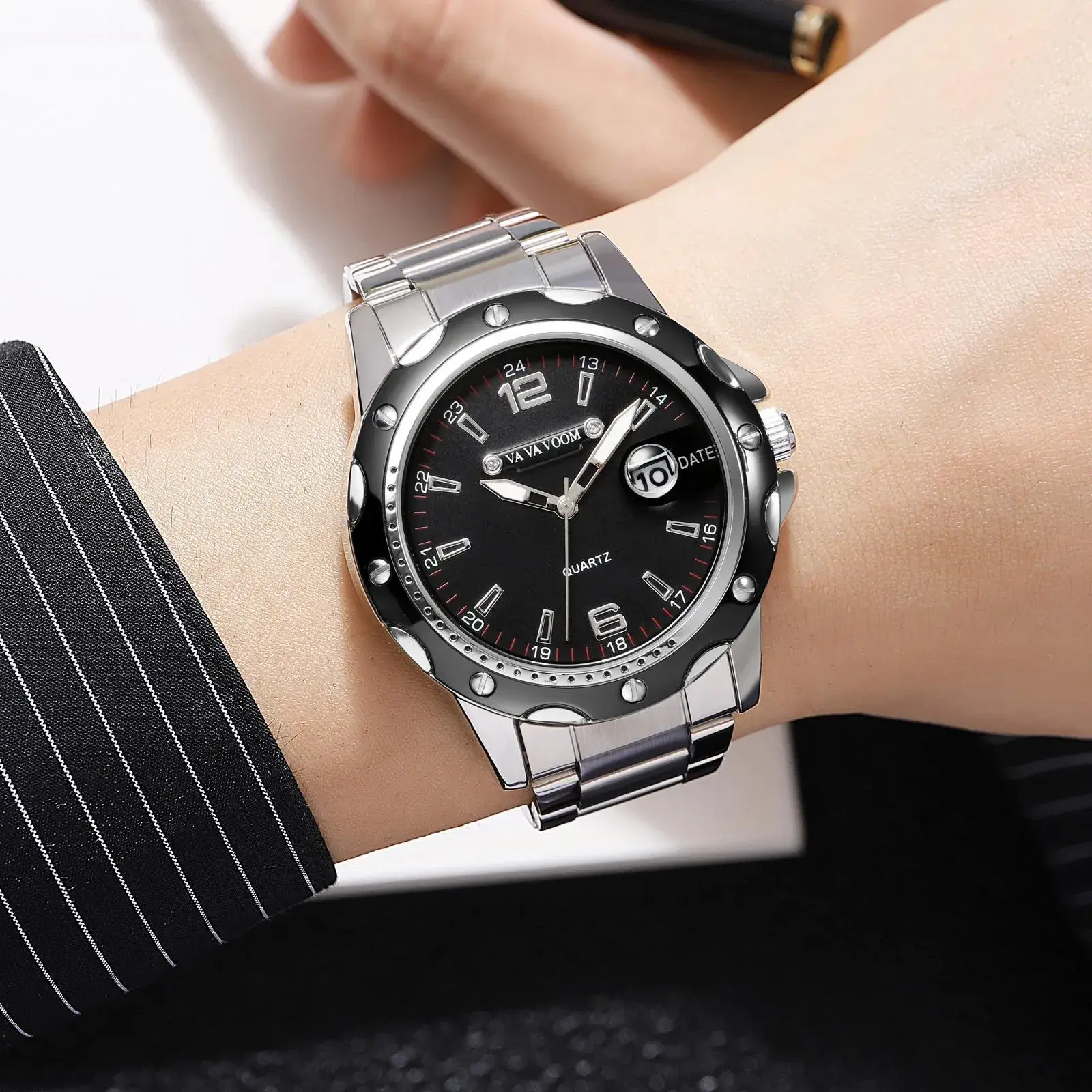 Vavvoom Men's Quartz Stainless Steel Calendar Watch - Image 6