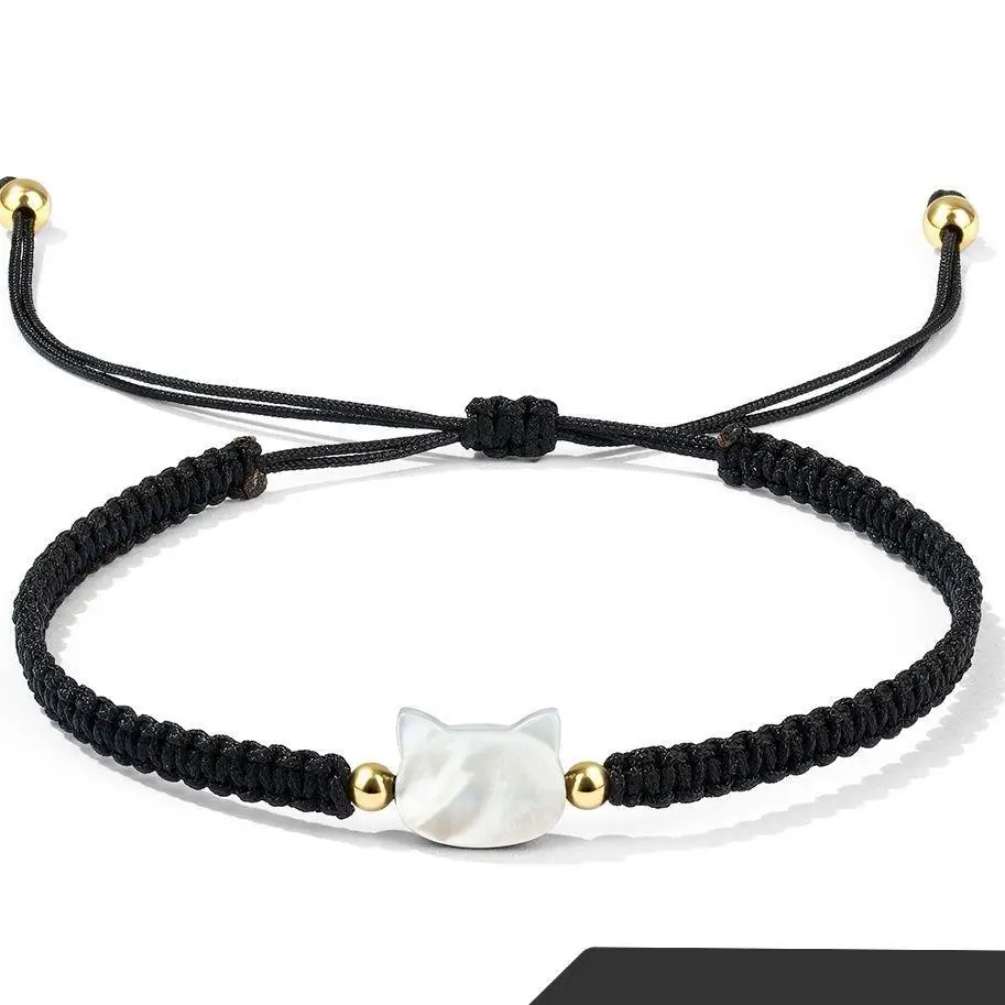 New Black & White Cat Braided Bracelet for Couples