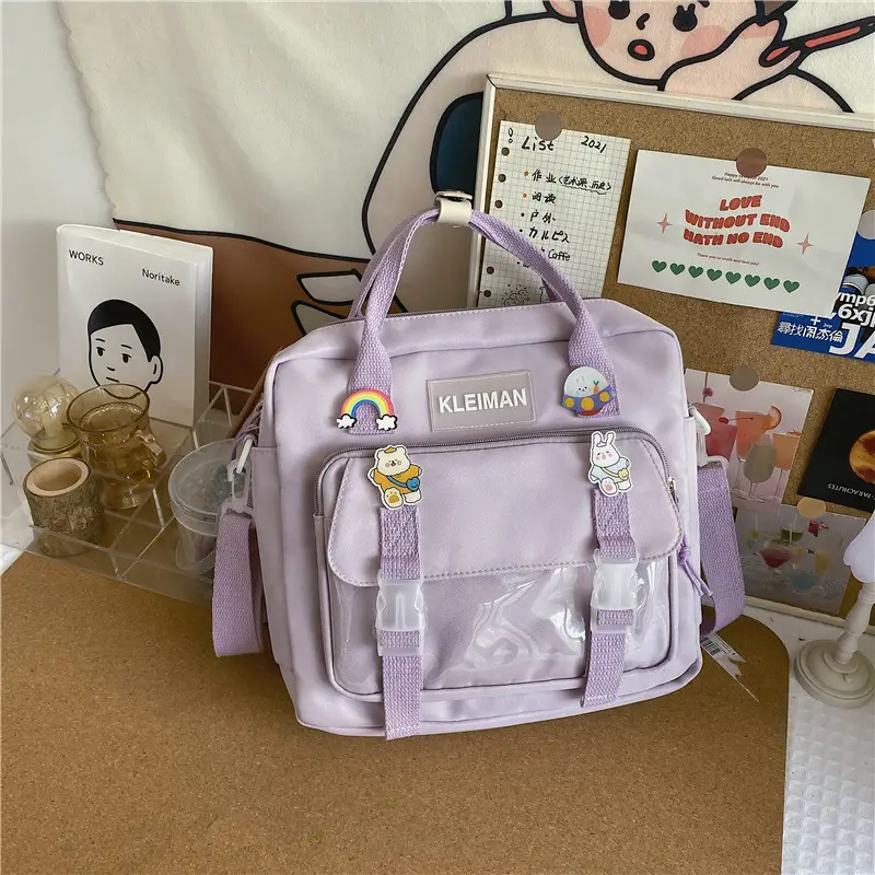 Japanese Style Light Blue Multi-Function Shoulder Bag for Girls - Image 2
