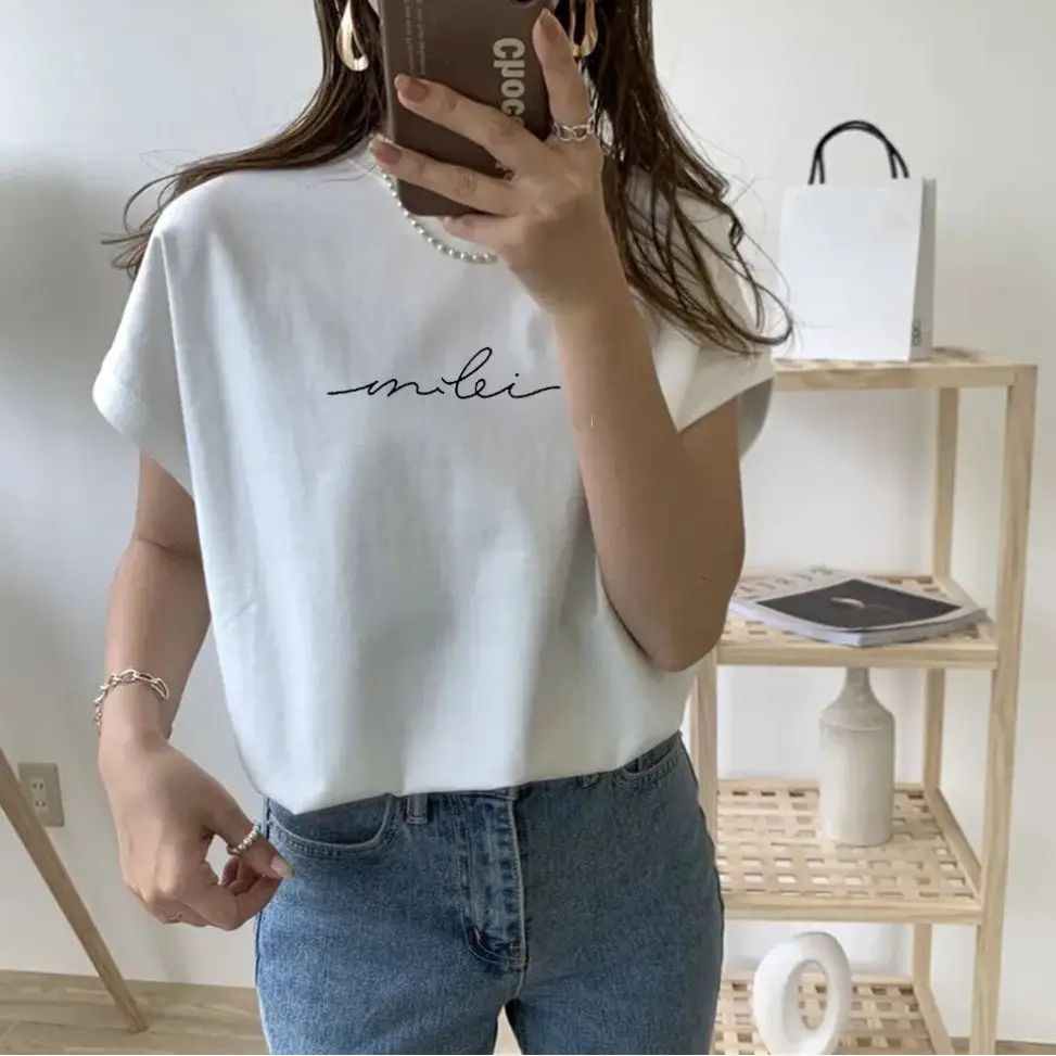 Women Printed White T-Shirt Loose Fit Summer Wear - Image 6