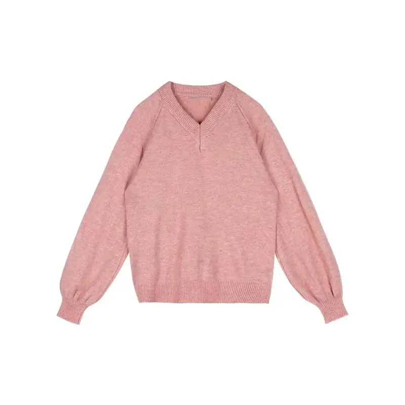 Women V-Neck Knit Sweater Pink 2023 - Image 8