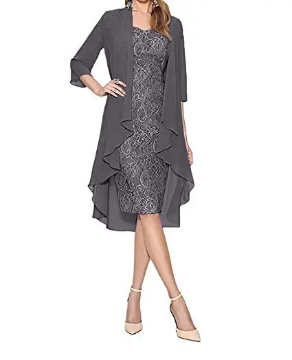 Lace Chiffon Midi Dress S-5XL Solid Color - Image 3