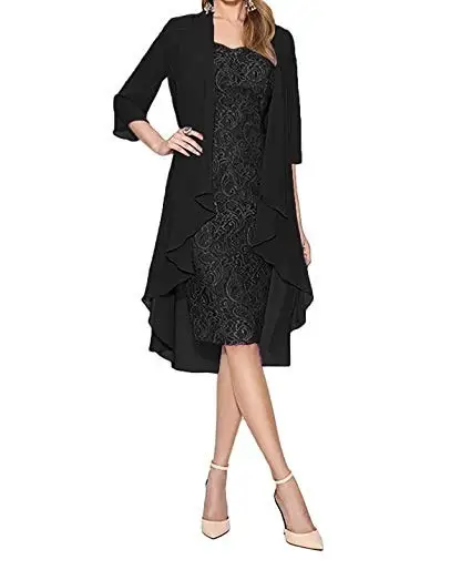 Lace Chiffon Midi Dress S-5XL Solid Color - Image 5