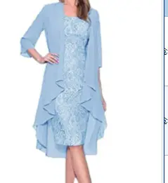 Lace Chiffon Midi Dress S-5XL Solid Color - Image 6