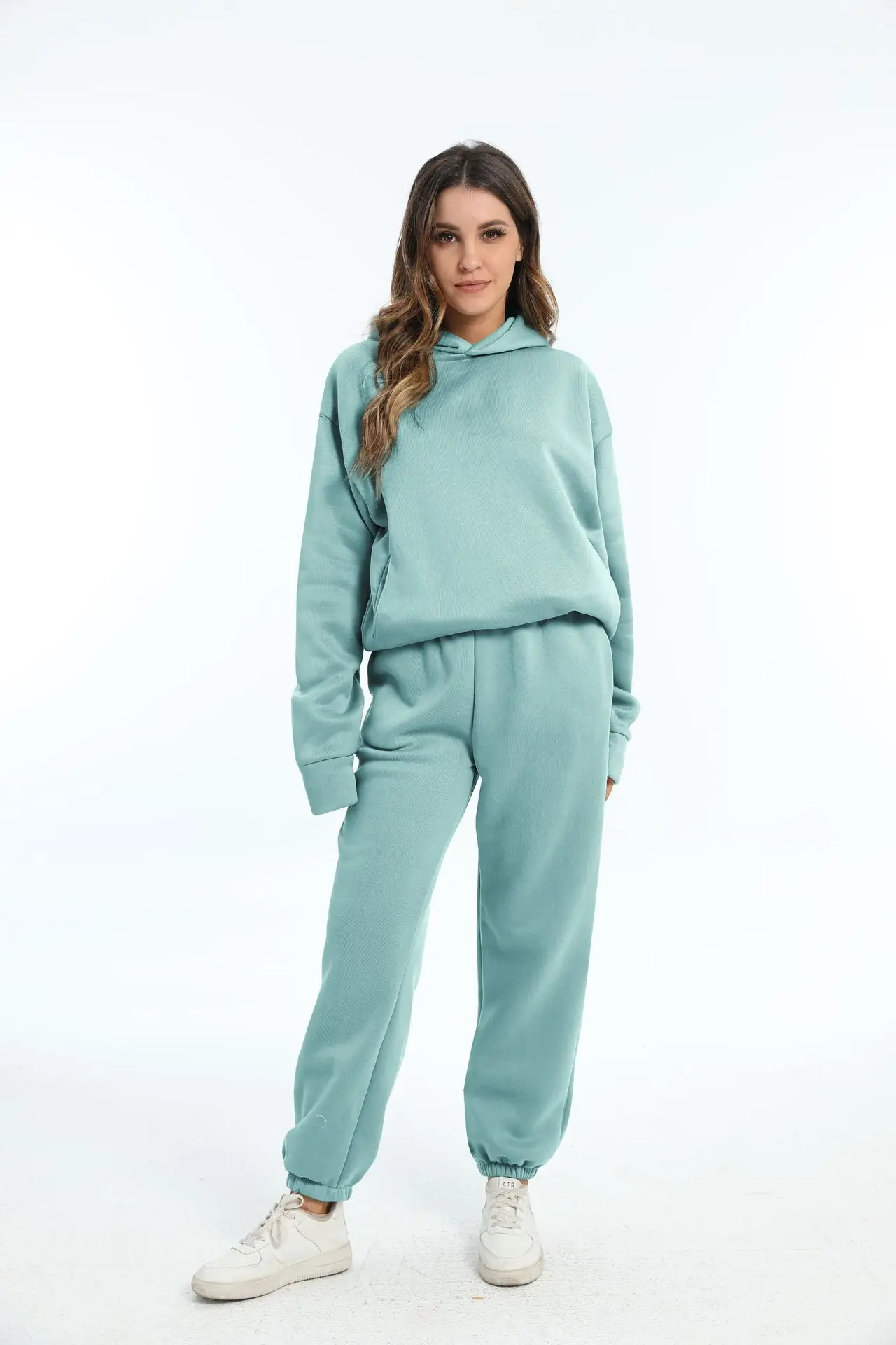 Women Grey Hoodie Track Suit Set Winter Casual Two Piece — feature 14
