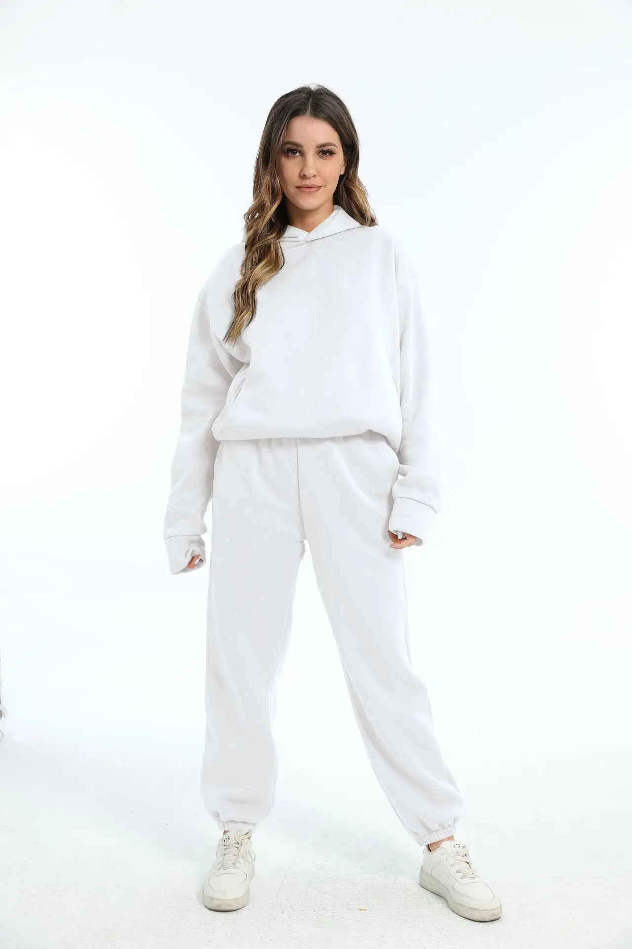 Women Grey Hoodie Track Suit Set Winter Casual Two Piece — feature 15