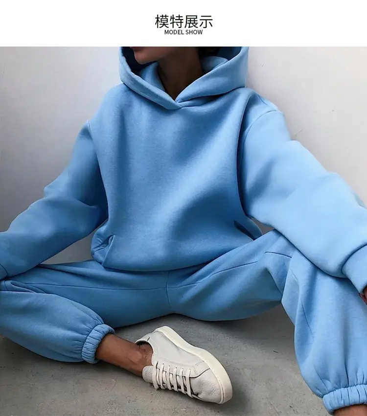Women Grey Hoodie Track Suit Set Winter Casual Two Piece — feature 22