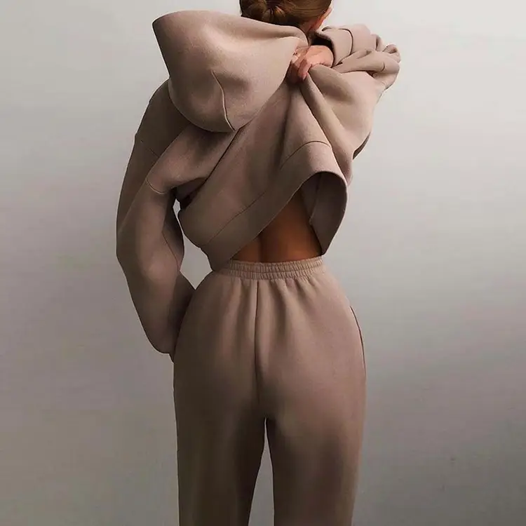 Women Grey Hoodie Track Suit Set Winter Casual Two Piece — feature 25