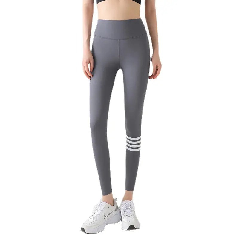 Black Printed Leggings with 4-Stripe Design for Women - Image 5