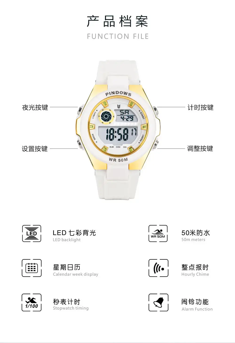 Macaron Color Digital Watch 30m Waterproof — feature 10