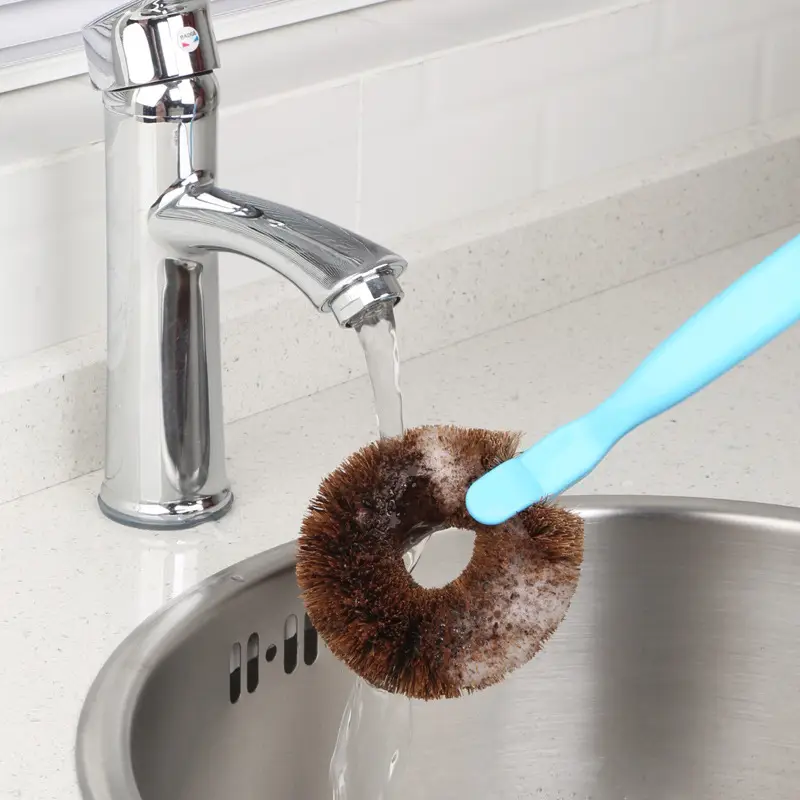 Coconut Palm Pot Brush Long Handle Kitchen Cleaning - Image 4