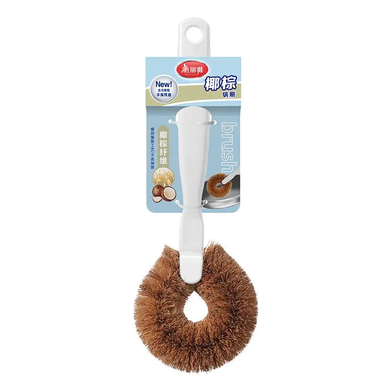 Coconut Palm Pot Brush Long Handle Kitchen Cleaning - Image 5