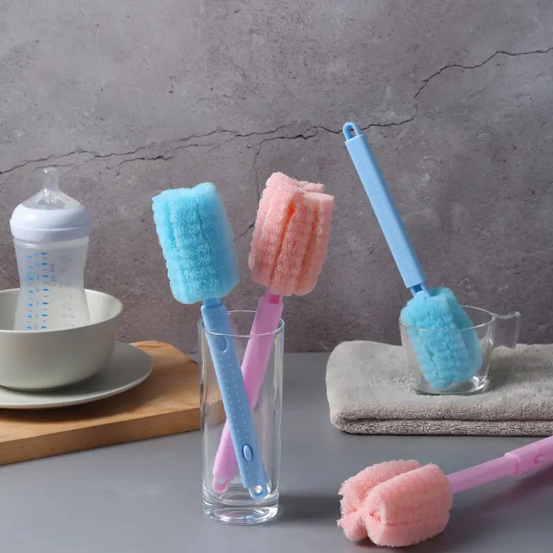 Colorful Reusable Cup Brush Sponges Long Handle - Image 3