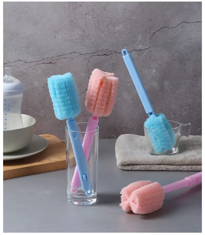 Colorful Reusable Cup Brush Sponges Long Handle — feature 9
