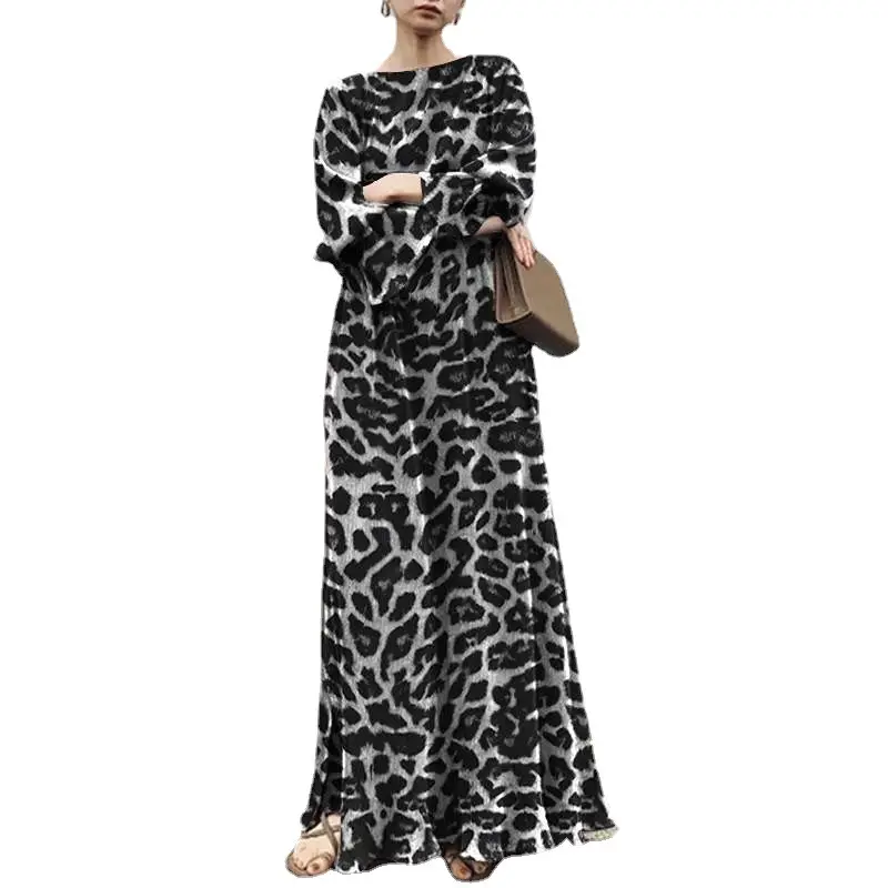 Leopard Print Long Sleeve Dress for Women