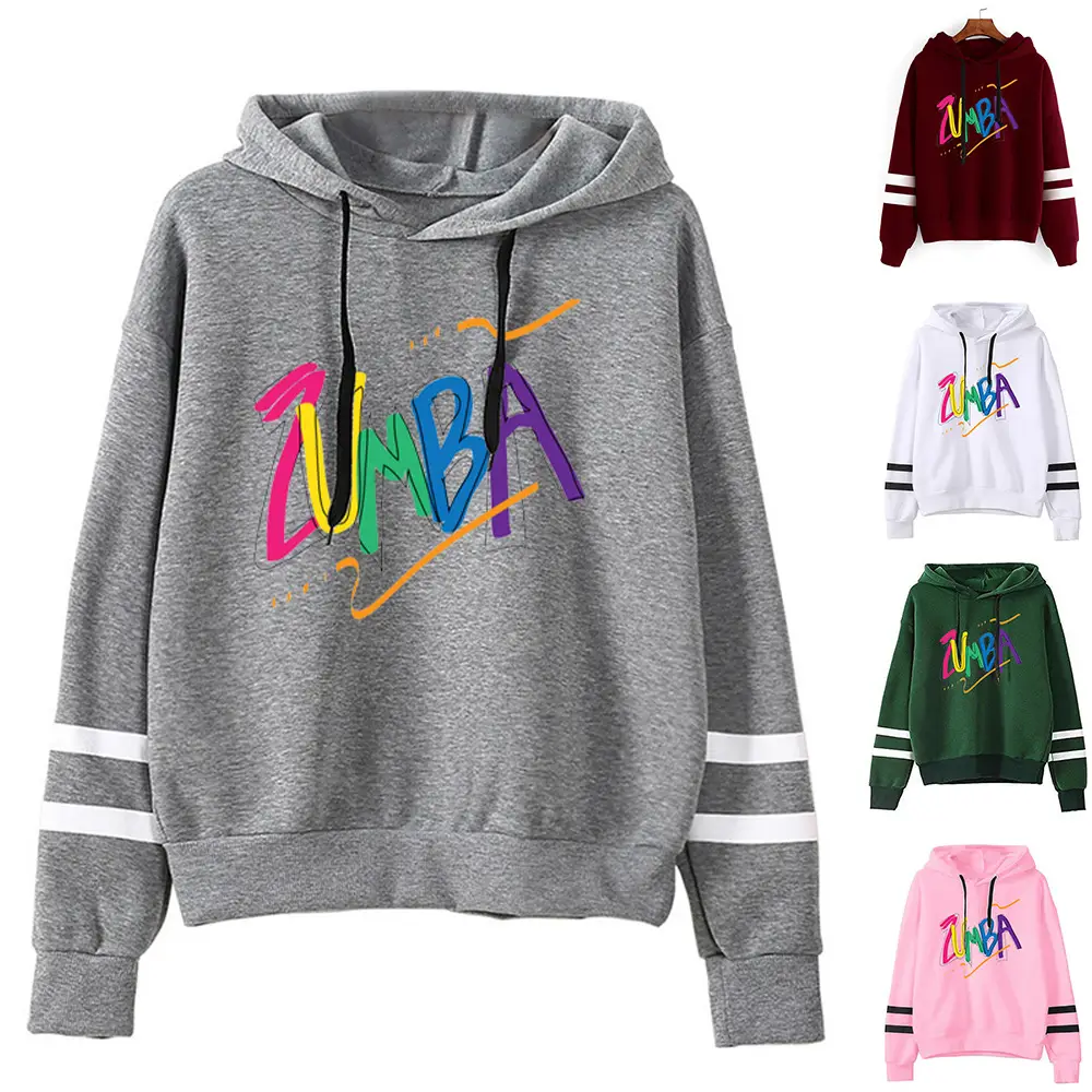 ZUMBA Printed Hoodie for Men Women Gray - Image 6