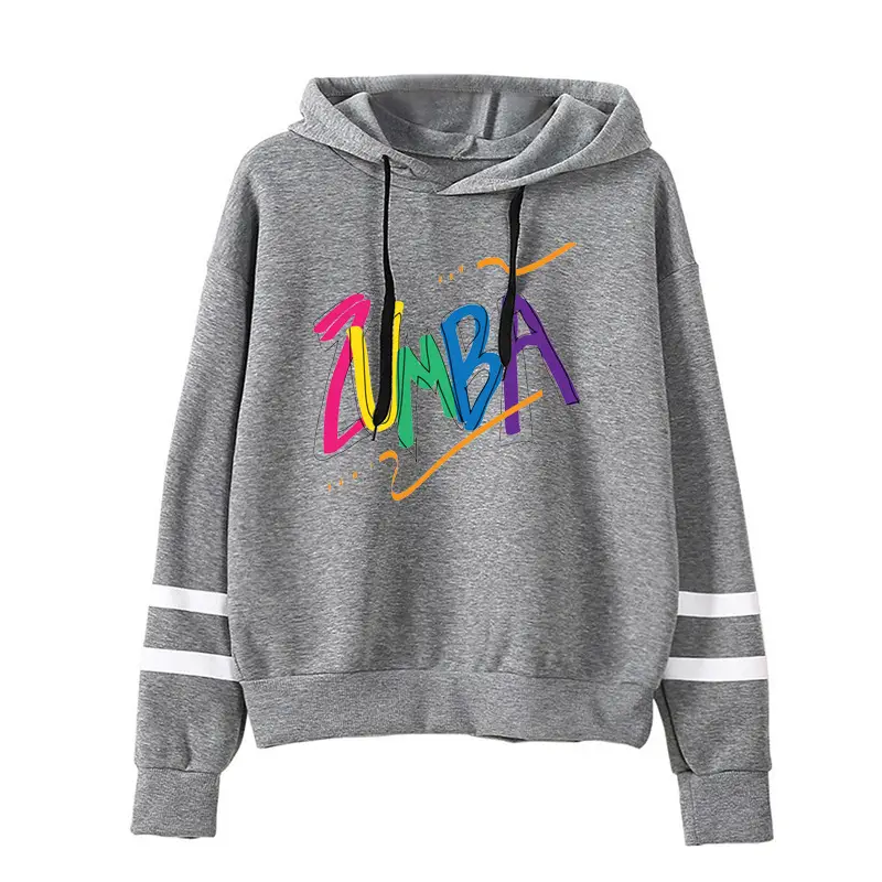 ZUMBA Printed Hoodie for Men Women Gray - Image 2