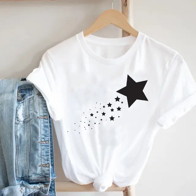 Women Butterfly Print T-Shirt White Casual 90s - Image 14