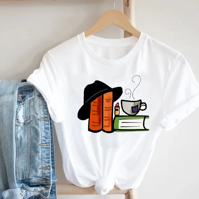 Women Butterfly Print T-Shirt White Casual 90s - Image 19