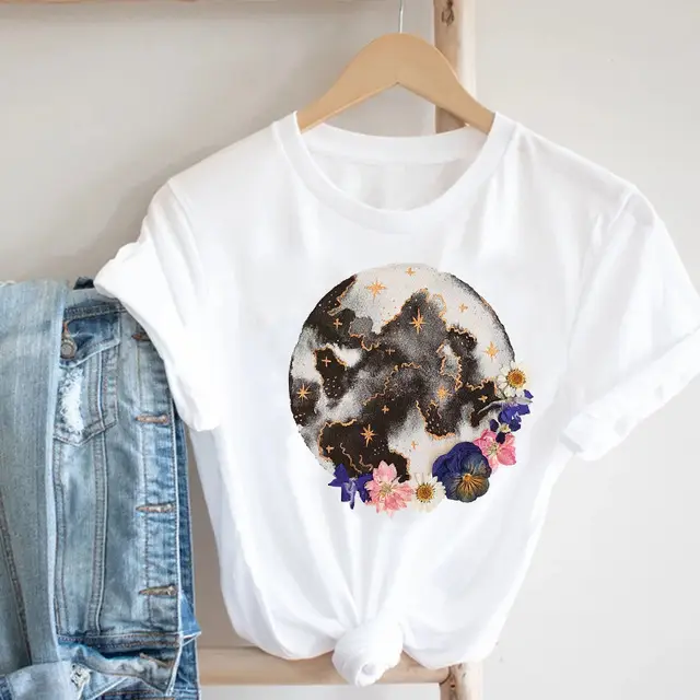 Women Butterfly Print T-Shirt White Casual 90s - Image 2
