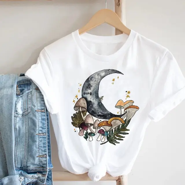 Women Butterfly Print T-Shirt White Casual 90s - Image 3