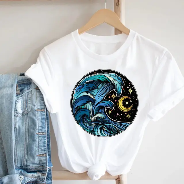 Women Butterfly Print T-Shirt White Casual 90s - Image 4