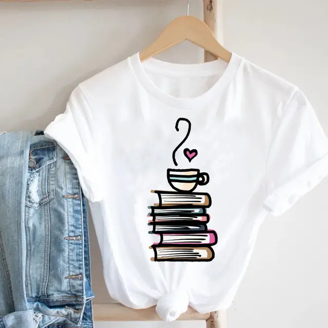 Women Butterfly Print T-Shirt White Casual 90s - Image 5
