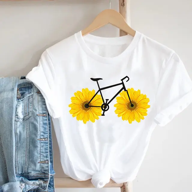 Women Butterfly Print T-Shirt White Casual 90s - Image 9