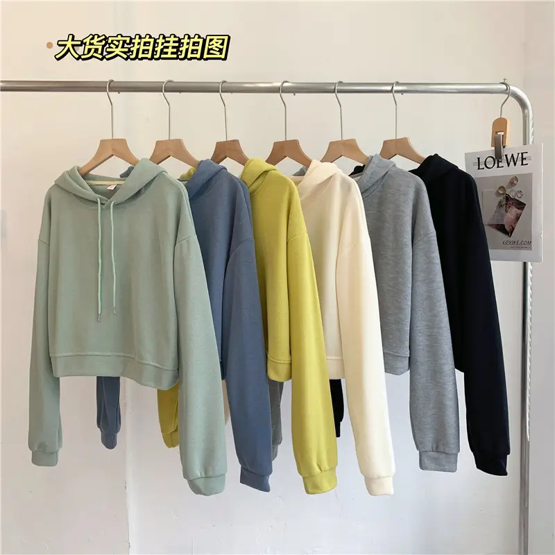 Women's Hooded Hoodie Set Multi Color High Waist Korean Style - Image 7