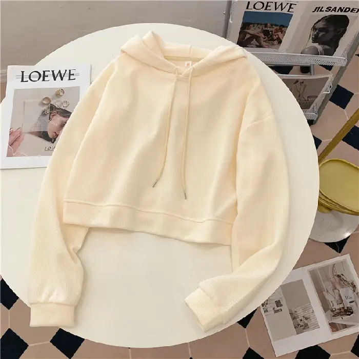 Women's Hooded Hoodie Set Multi Color High Waist Korean Style - Image 6