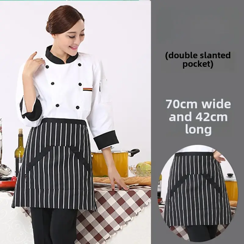 Black Striped Waist Apron for Men Women 60cm Wide - Image 20