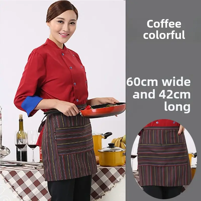 Black Striped Waist Apron for Men Women 60cm Wide - Image 25