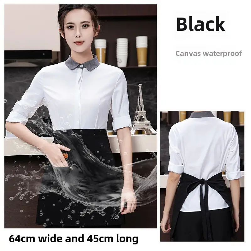 Black Striped Waist Apron for Men Women 60cm Wide - Image 30