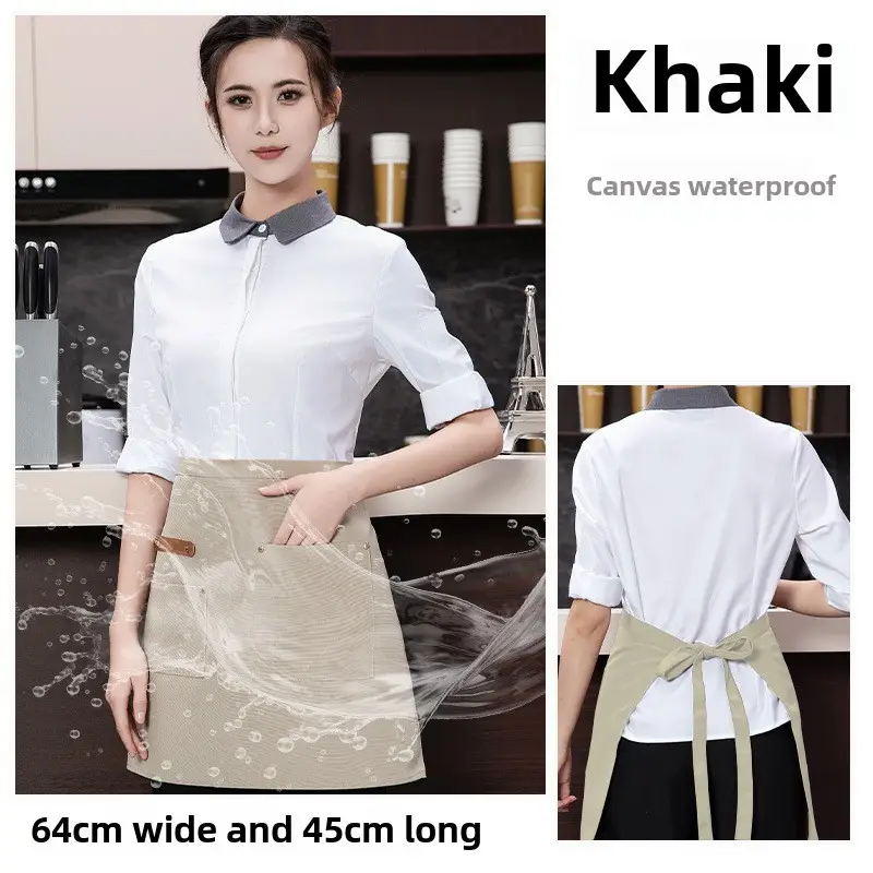 Black Striped Waist Apron for Men Women 60cm Wide - Image 32