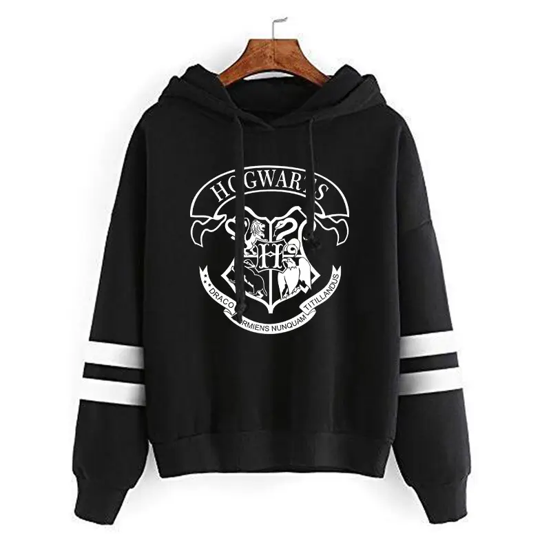 Black Hooded Sweatshirt Autumn Winter Men Women