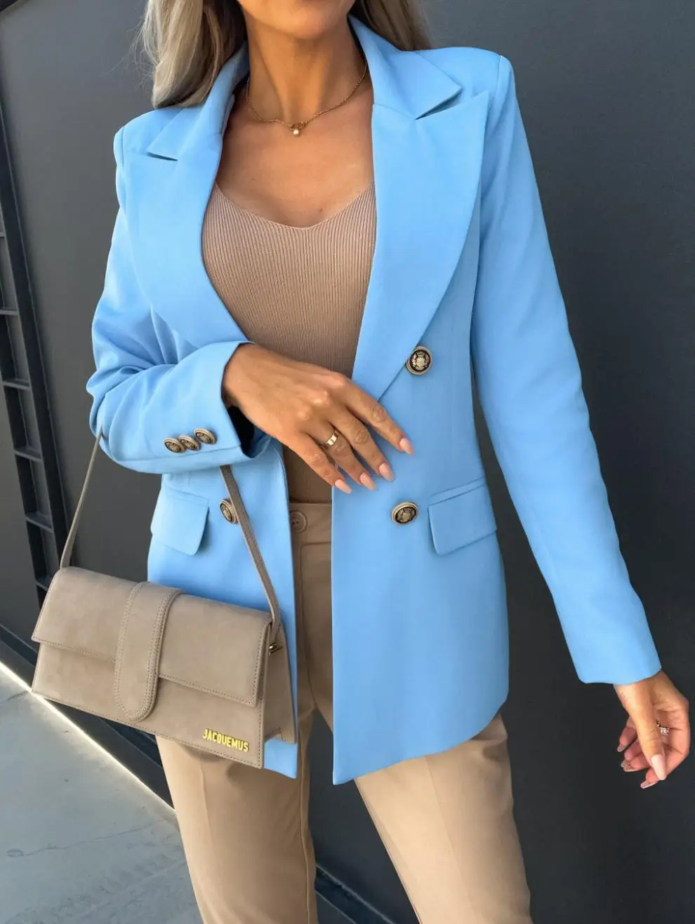 Double Breasted Suit Jacket Pink American European — feature 3