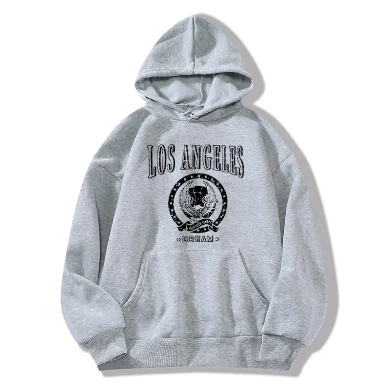 Red Los Angeles Pattern Hooded Sweatshirt for Men Women