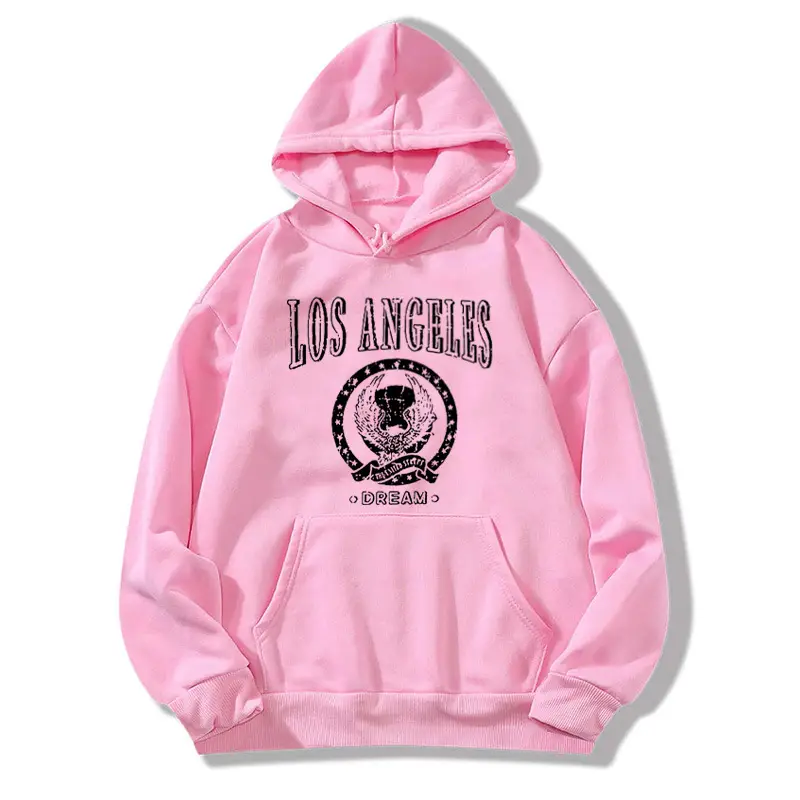 Red Los Angeles Pattern Hooded Sweatshirt for Men Women