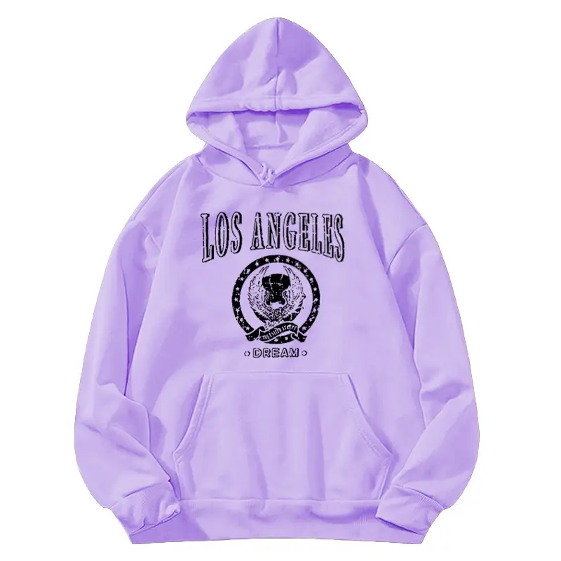 Red Los Angeles Pattern Hooded Sweatshirt for Men Women